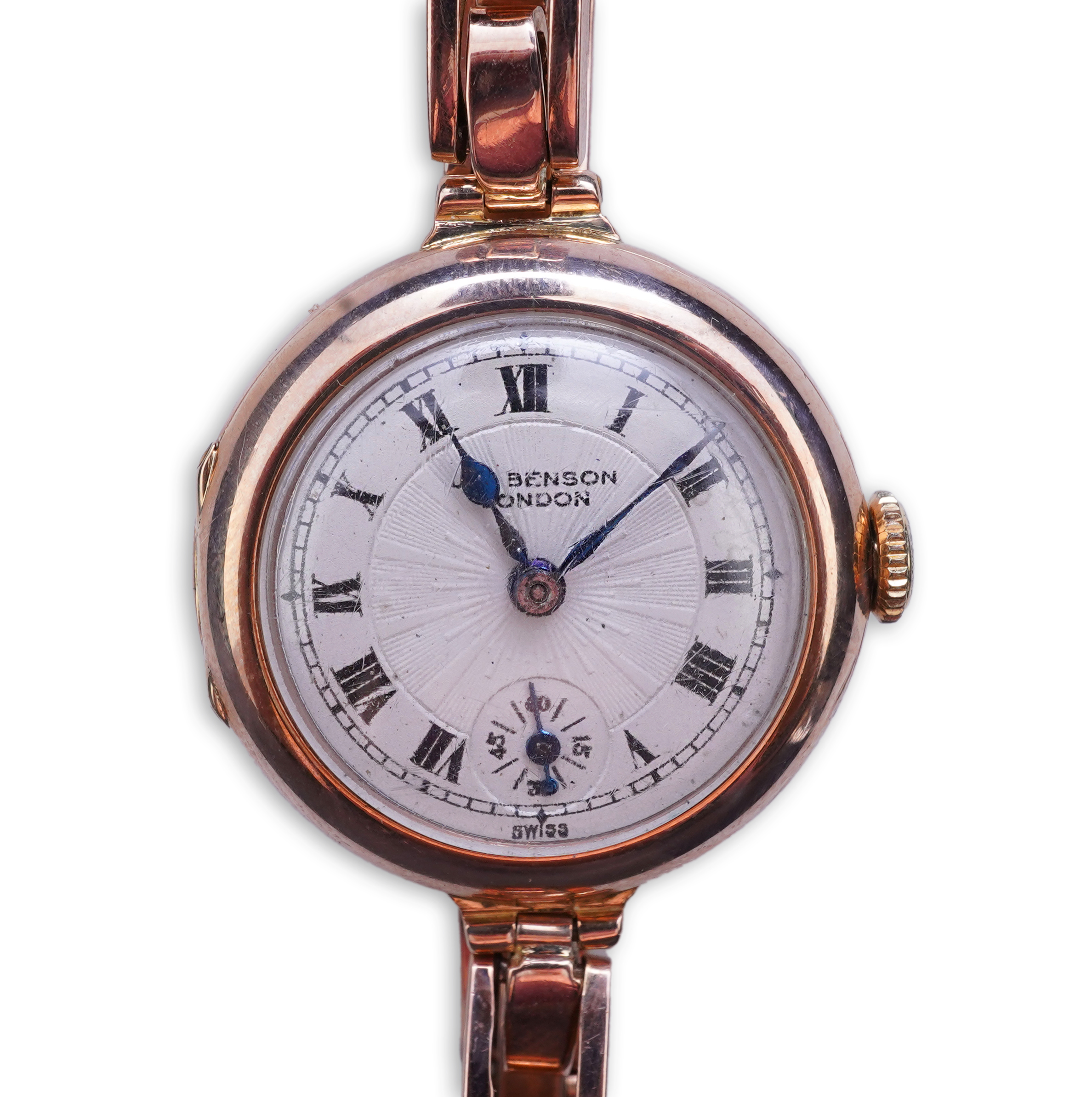 JW Benson, a lady's gold wristwatch, circa 1924